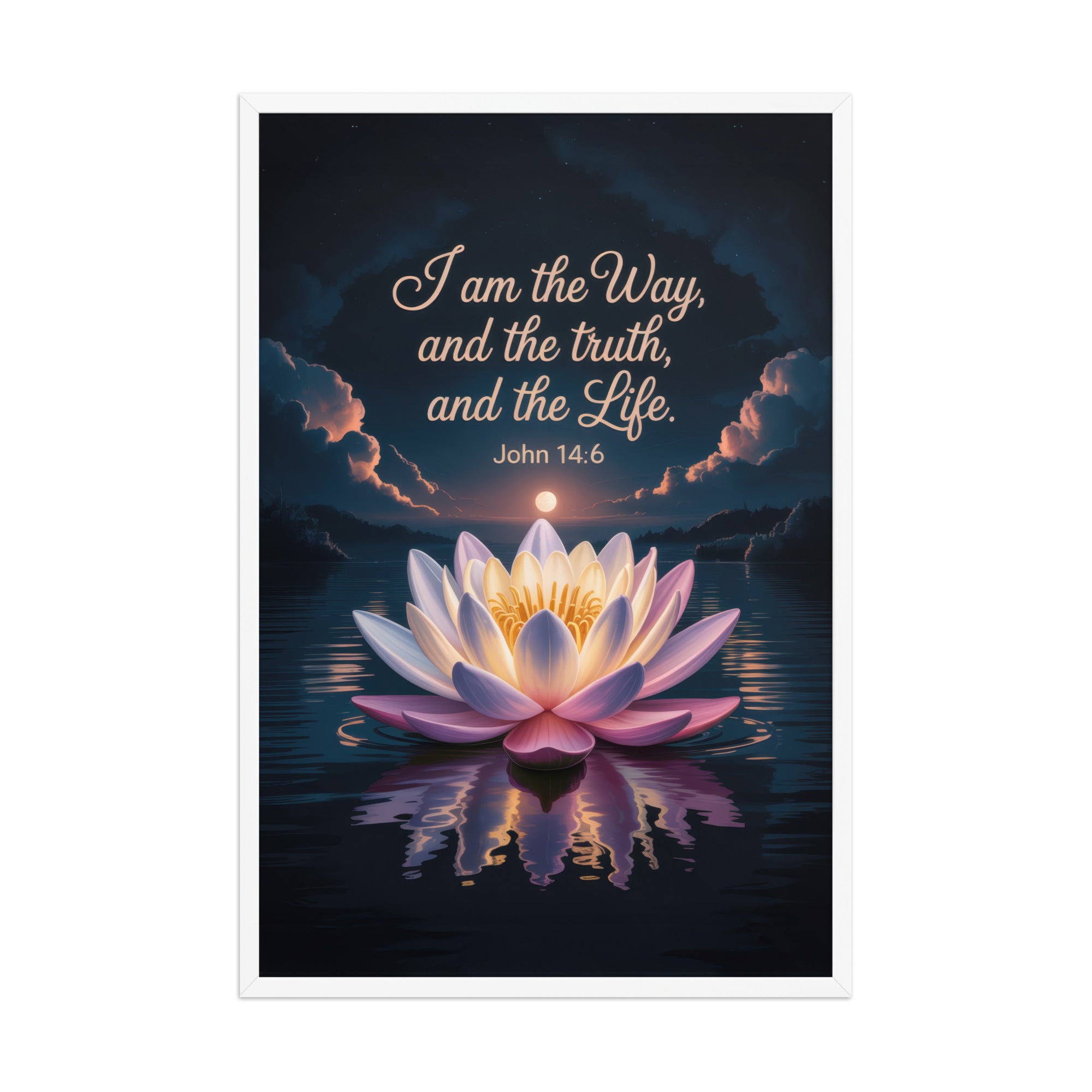 John 14:6 Bible Verse The Way Enhanced Matte Paper Framed Poster White 24″×36″