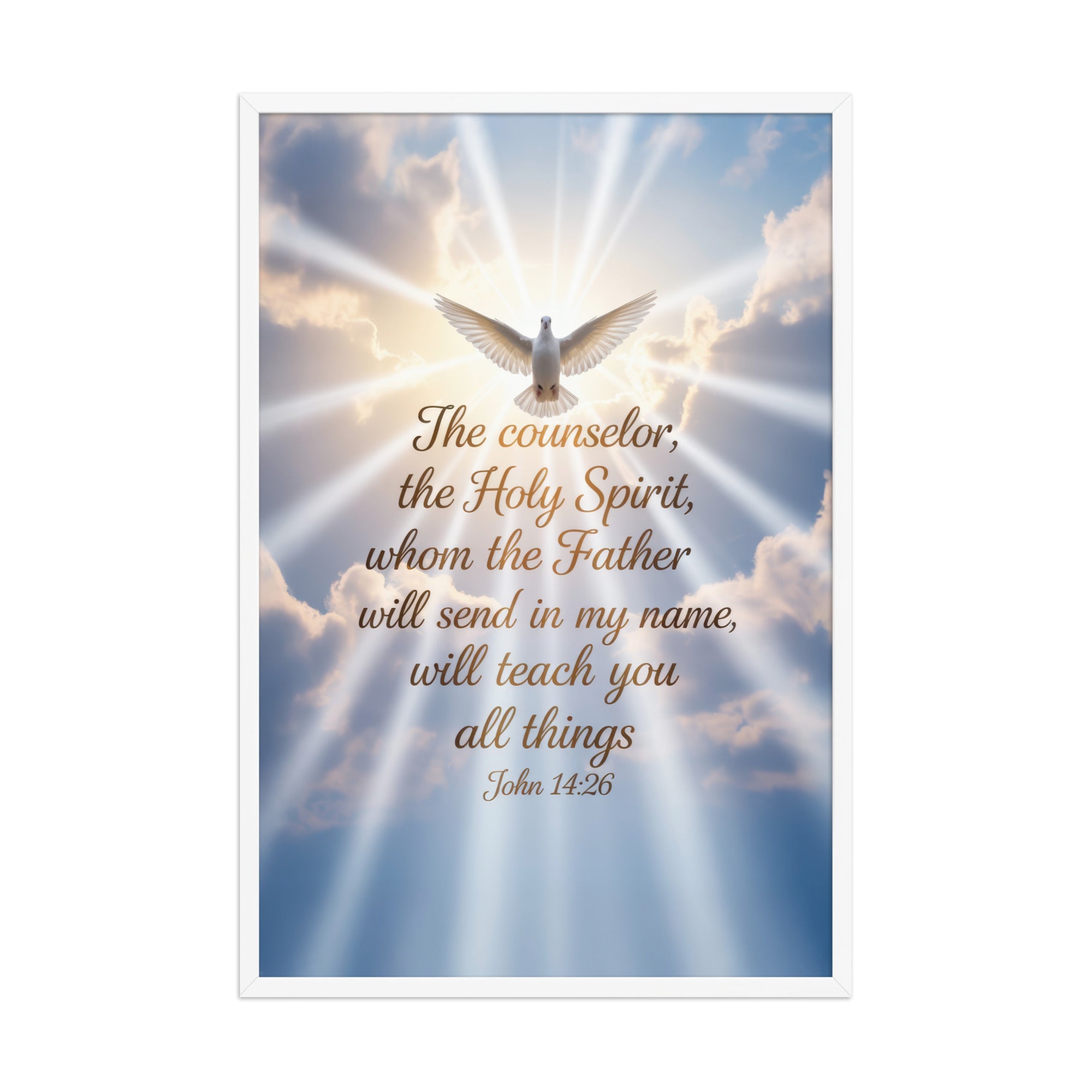 John 14:26 Bible Verse Father Enhanced Matte Paper Framed Poster White 24″×36″