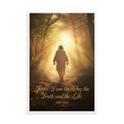 John 14:6 Bible Verse, Color Text Forest Image Framed Poster