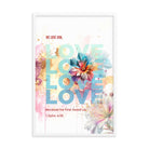 1 John 4:19 - Bible Verse, We Love Him Framed Poster