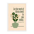 Col 3:16 - Bible Verse, word of Christ Enhanced Matte Paper Framed Poster