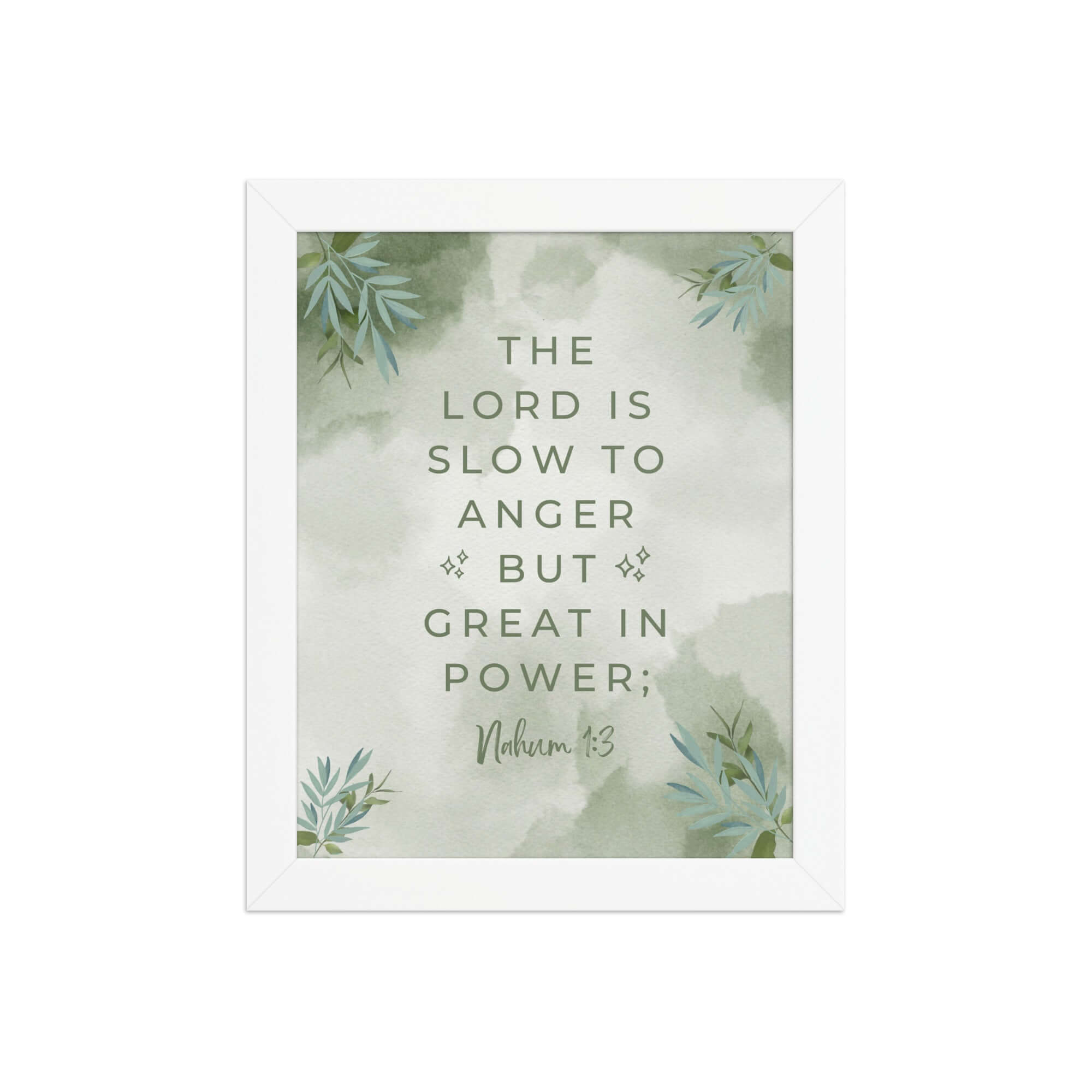 Nahum 1:3 Bible Verse, The Lord is slow Enhanced Matte Paper Framed Poster