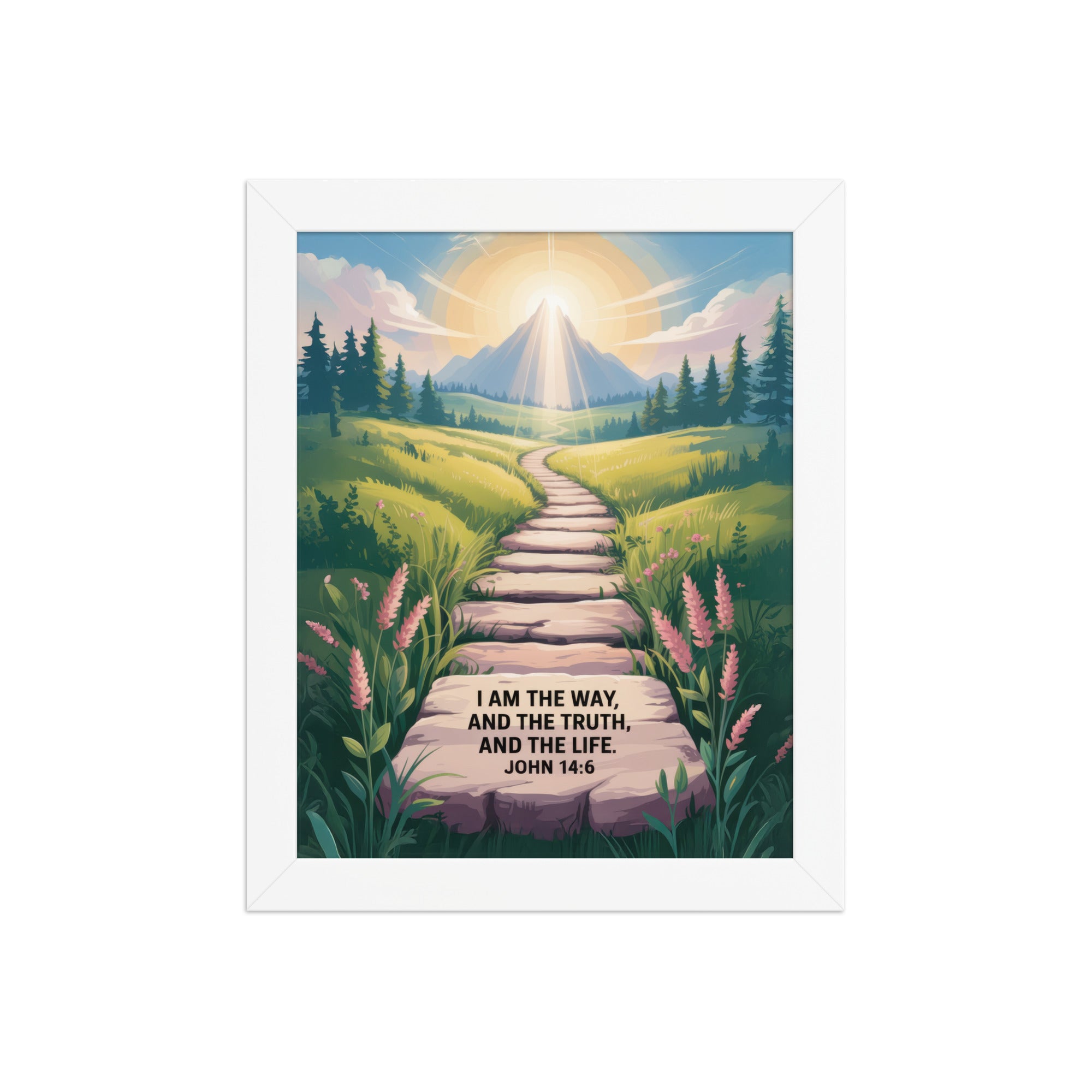 John 14:6 Bible Verse The Truth Enhanced Matte Paper Framed Poster White 8″×10″