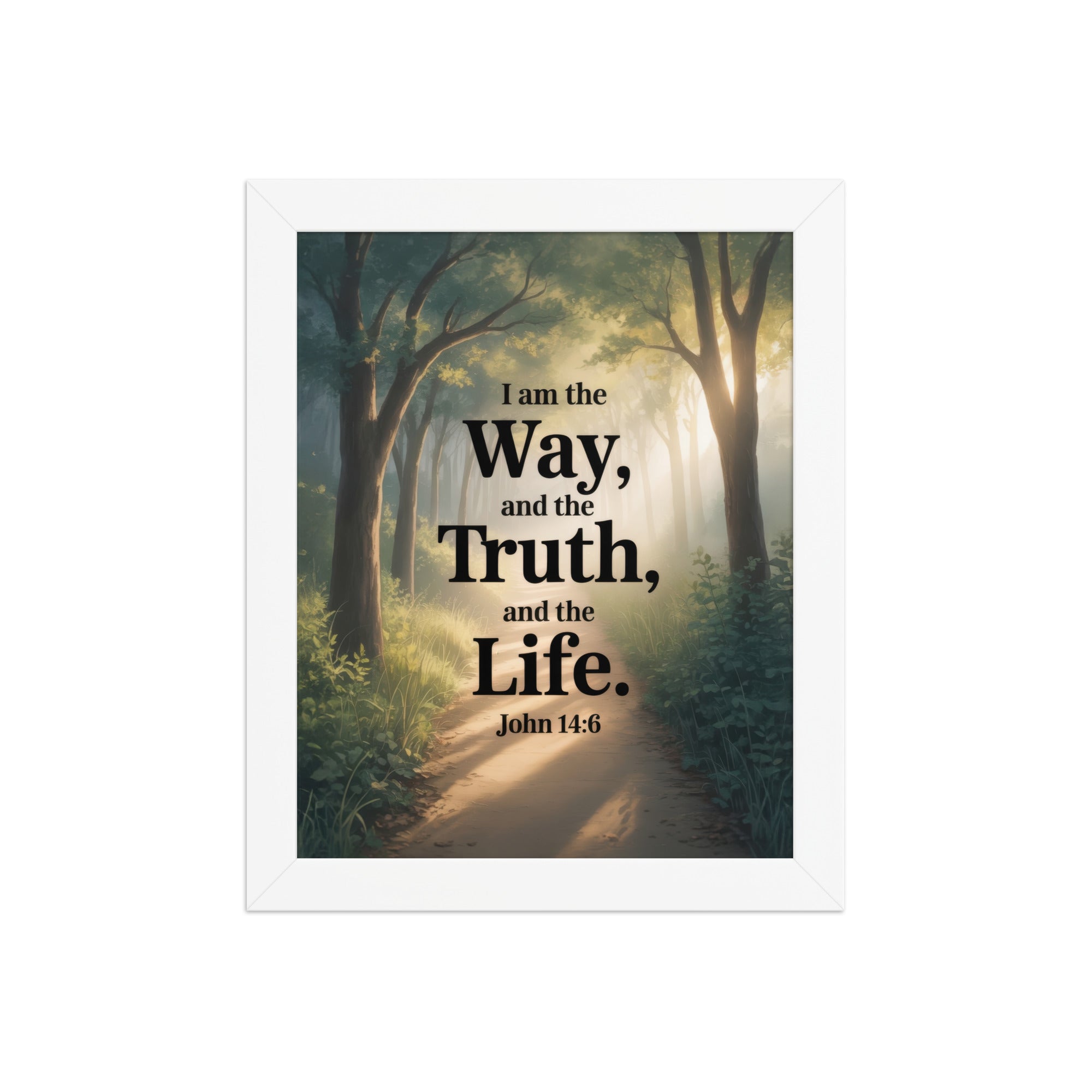 John 14:6 Bible Verse The Life Enhanced Matte Paper Framed Poster White 8″×10″