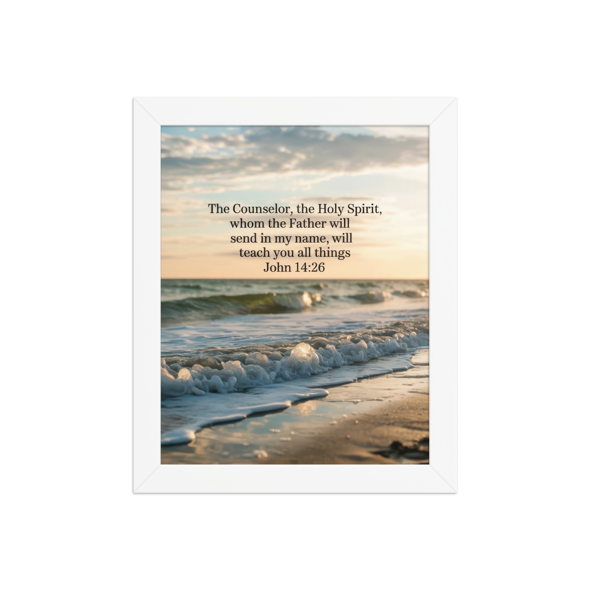 John 14:26 Bible Verse You All Enhanced Matte Paper Framed Poster White 8″×10″