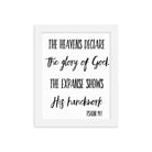 Psalm 19:1 Bible Verse, Black Text Framed Poster