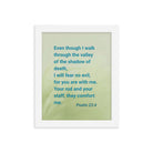 Psalm 23:4 - Bible Verse, fear no evil Enhanced Matte Paper Framed Poster