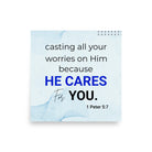 1 Pet 5:7 - Bible Verse, casting all your worries on Him Enhanced Matte Paper Poster