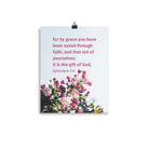 Eph 2:8 - Bible Verse, saved through faith Enhanced Matte Paper Poster