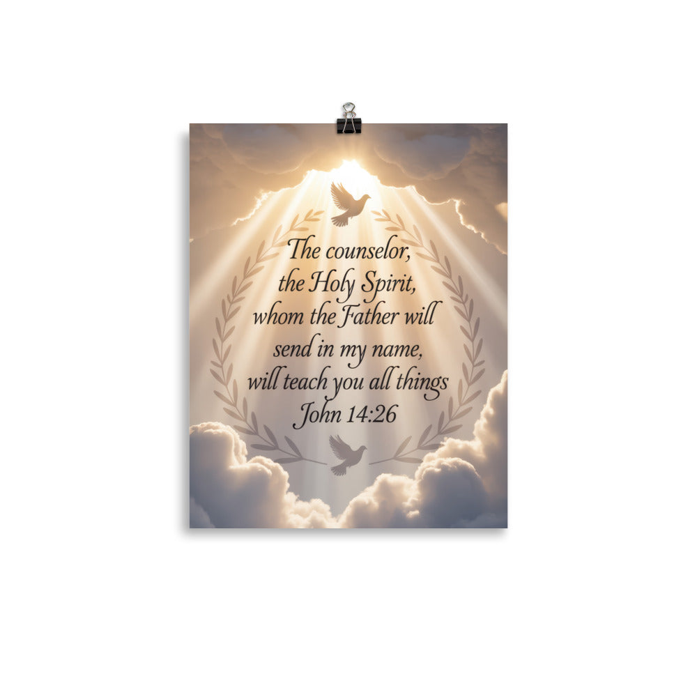 John 14:26 Bible Verse Counselor Enhanced Matte Paper Poster 11″×14″