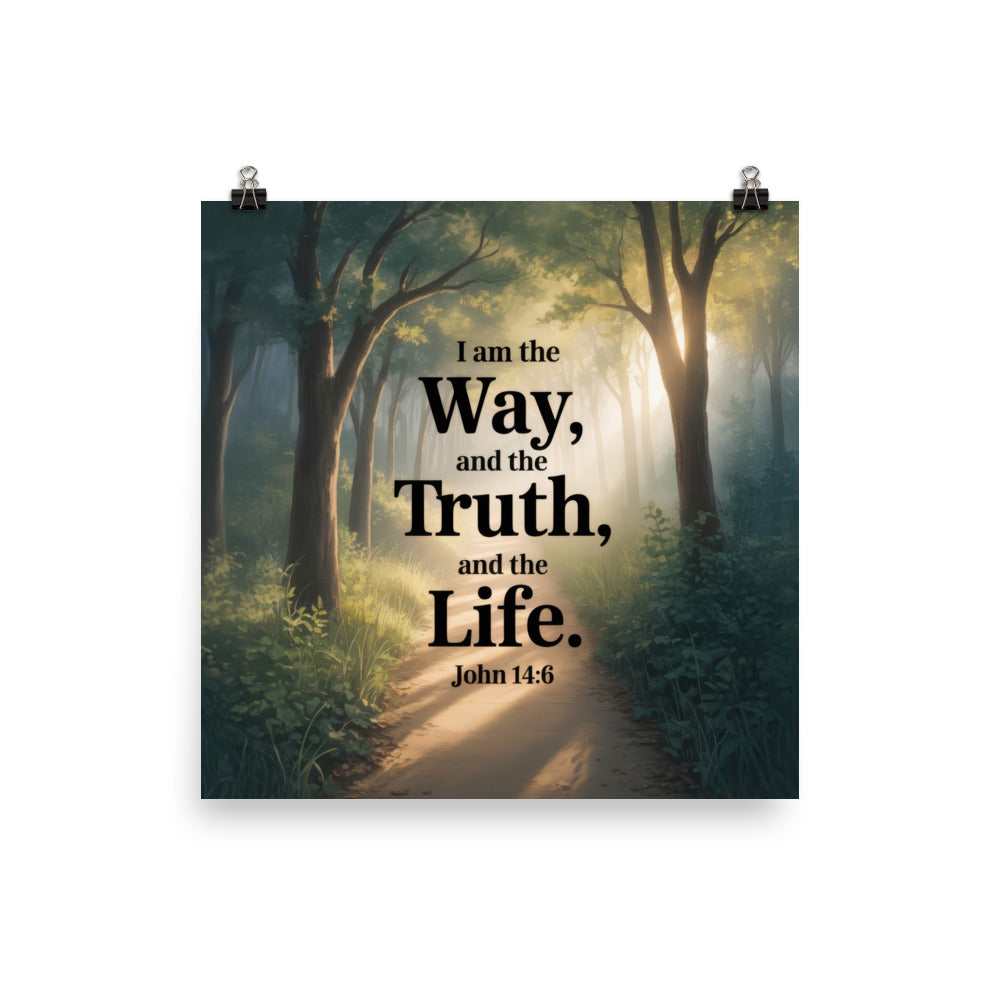 John 14:6 Bible Verse The Life Enhanced Matte Paper Poster 12″×12″