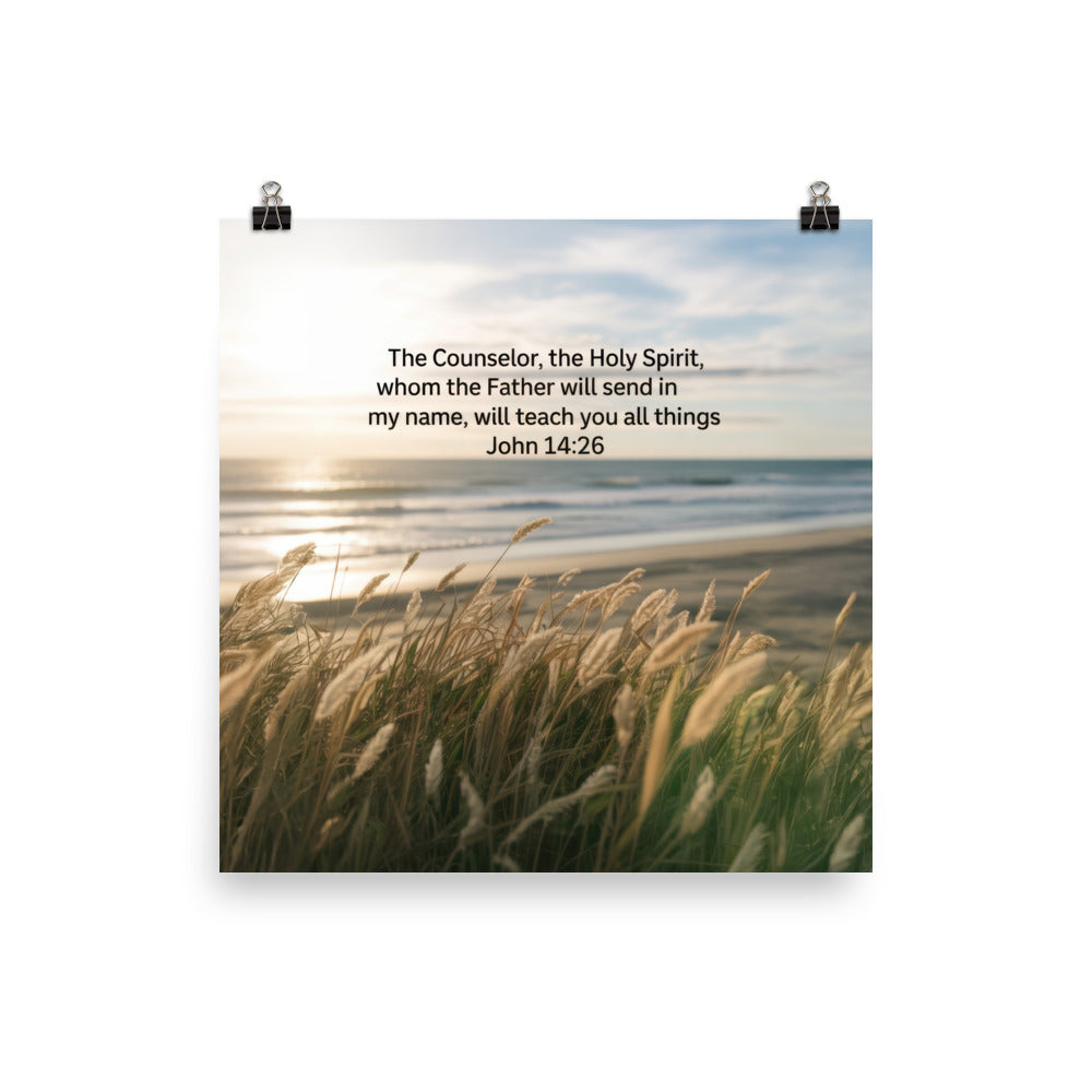 John 14:26 Bible Verse in my name Enhanced Matte Paper Poster 12″×12″