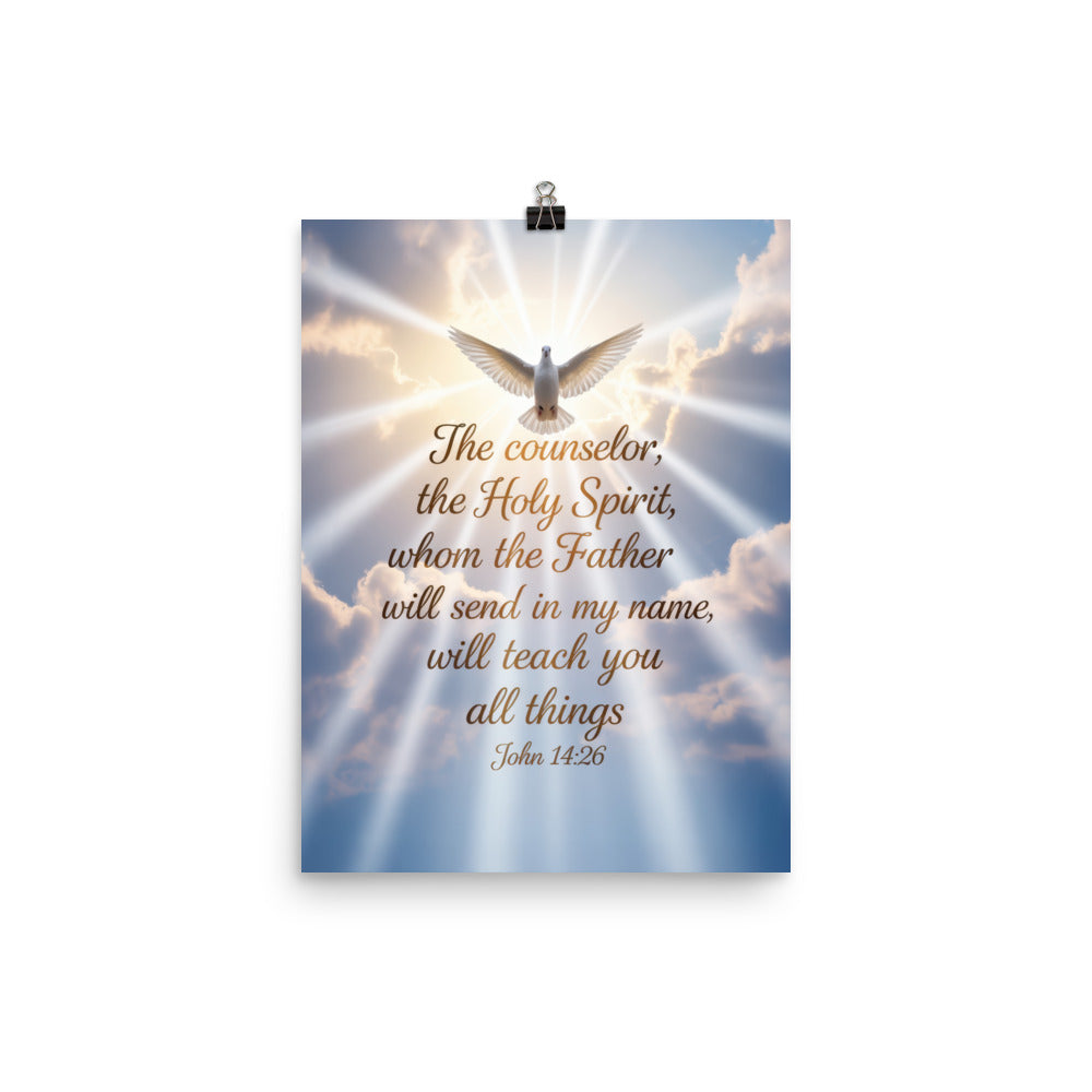 John 14:26 Bible Verse Father Enhanced Matte Paper Poster 12″×16″