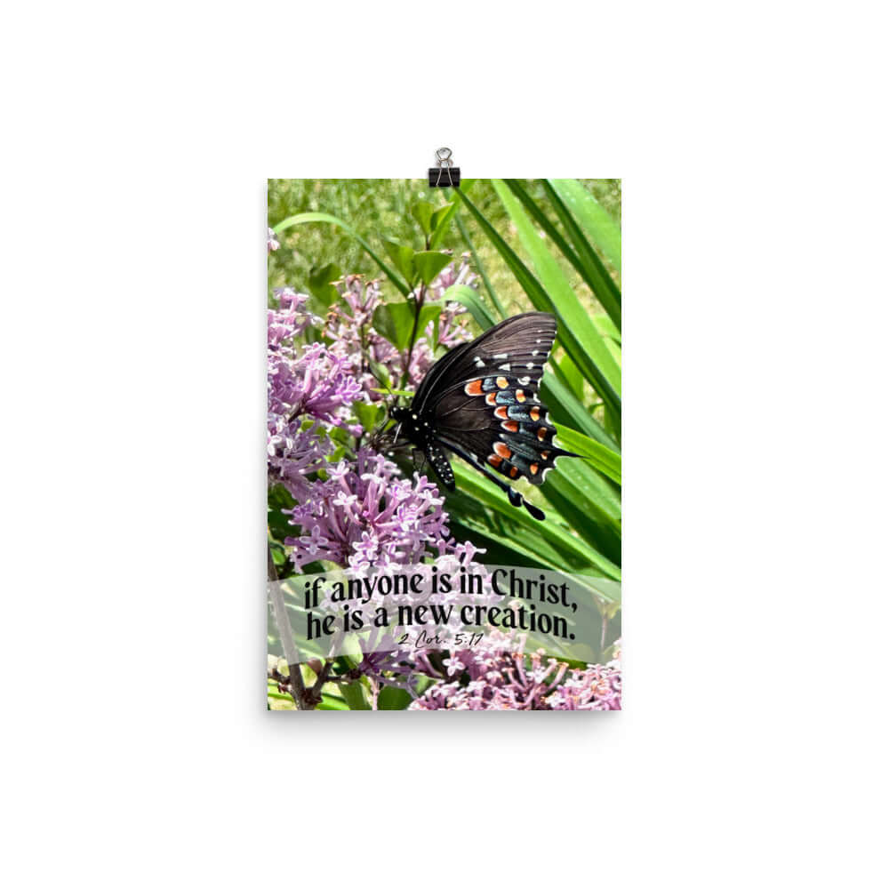 2 Cor. 5:17 Bible Verse, Butterfly Enhanced Matte Paper Poster