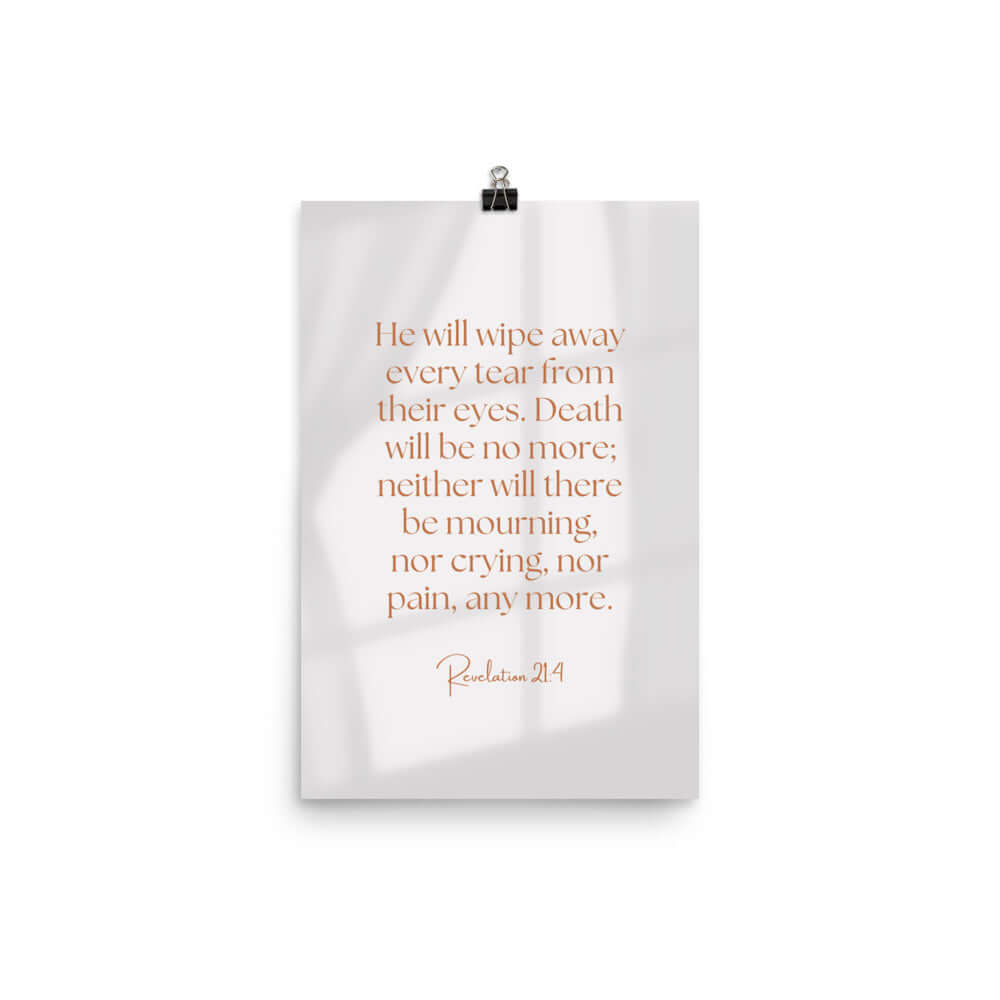 Revelation 21:4 Bible Verse, He will wipe Enhanced Matte Paper Poster