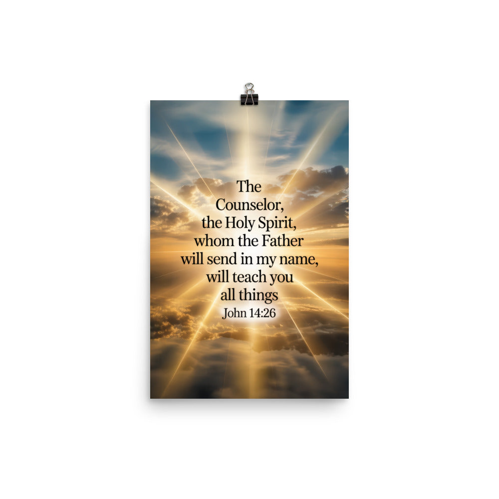 John 14:26 Bible Verse will send Enhanced Matte Paper Poster 12″×18″