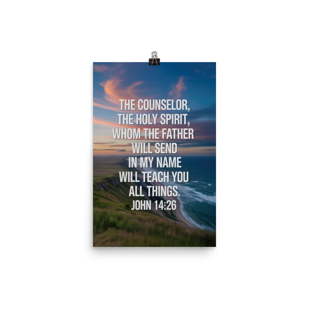 John 14:26 Bible Verse will teach Enhanced Matte Paper Poster 12″×18″