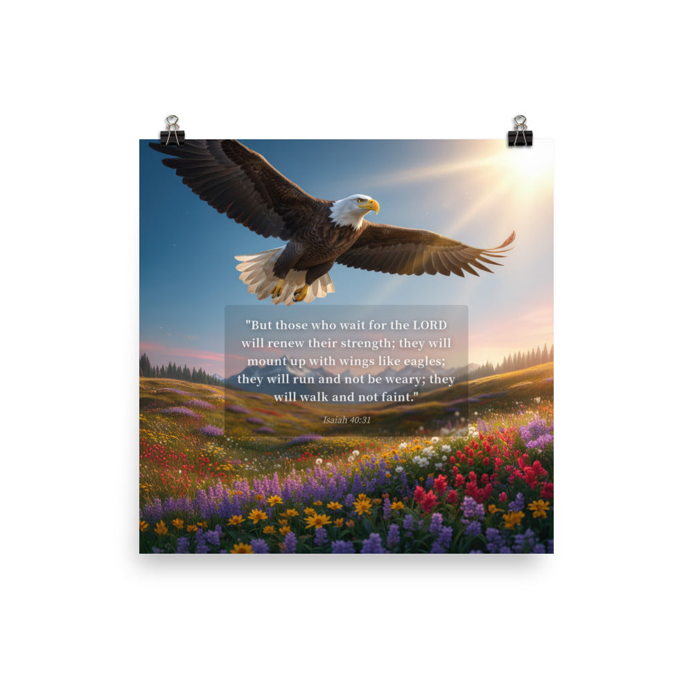 Isaiah 40:31 Bible Verse Who Wait Enhanced Matte Paper Poster 16″×16″