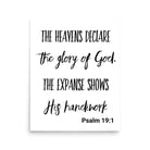 Psalm 19:1 Bible Verse, Black Text Poster