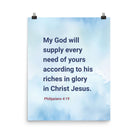 Phil 4:19 - Bible Verse, God will supply Enhanced Matte Paper Poster