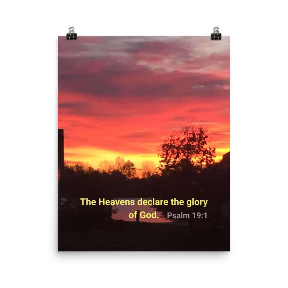 Psalm 19:1 Bible Verse, Sunset Glory Enhanced Matte Paper Poster