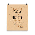 John 14:6 Bible Verse, Color Text Brown Background Enhanced Matte Paper Poster