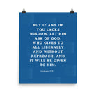 James 1:5 Bible Verse, gives to all Enhanced Matte Paper Poster