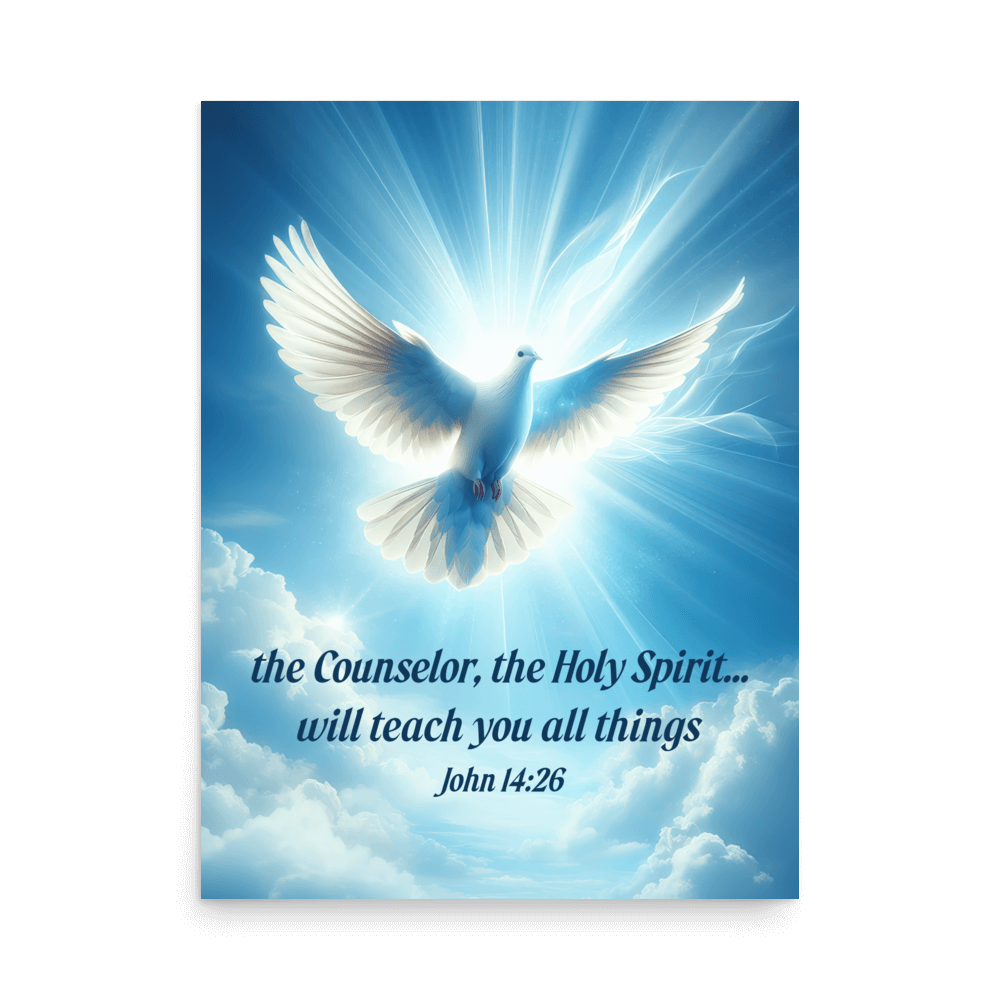 John 14:26 - Bible Verse, Holy Spirit Dove Poster