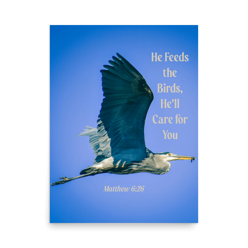 Matt 6:26, Graceful Heron, He'll Care for You Poster