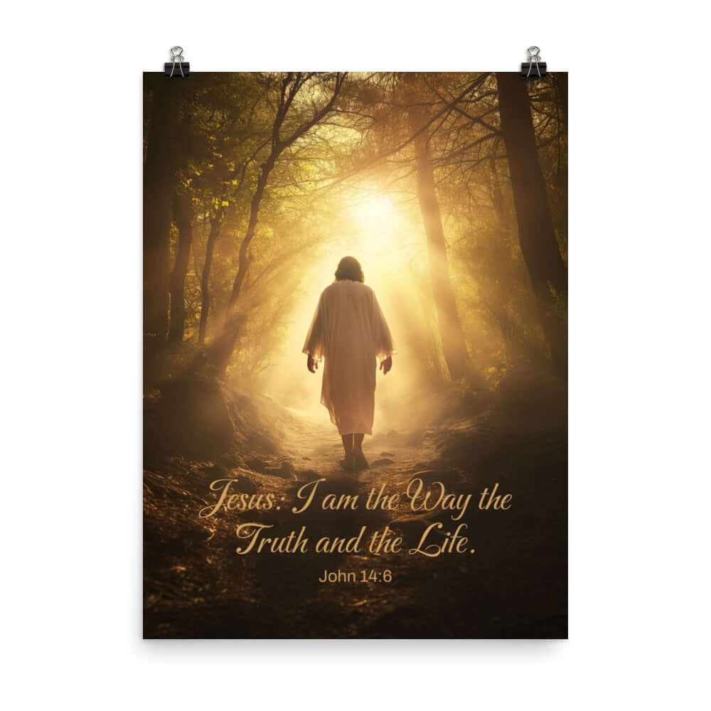 John 14:6 Bible Verse, Forest Image Enhanced Matte Paper Poster