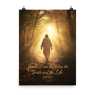 John 14:6 Bible Verse, Forest Image Enhanced Matte Paper Poster