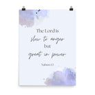 Nahum 1:3 Bible Verse, great in power Enhanced Matte Paper Poster