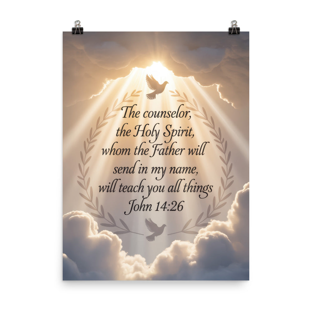 John 14:26 Bible Verse Counselor Enhanced Matte Paper Poster 18″×24″