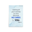 1 Pet 5:7 - Bible Verse, casting all your worries on Him Enhanced Matte Paper Poster