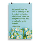 1 Peter 2:24 - Bible Verse, healed by His wounds Enhanced Matte Paper Poster