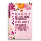 John 3:16 - Bible Verse, For God So Loved Enhanced Matte Paper Poster