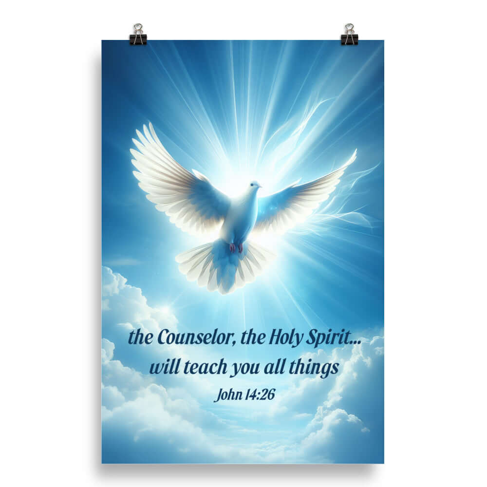 John 14:26 - Bible Verse, Holy Spirit Dove Enhanced Matte Paper Poster