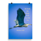 Matt 6:26, Graceful Heron, He'll Care for You Enhanced Matte Paper Poster