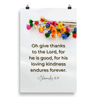 1 Chronicles 16:34 Bible Verse, give thanks Enhanced Matte Paper Poster