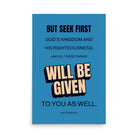 Matt 6:33 - Bible Verse, seek first God’s Kingdom Enhanced Matte Paper Poster