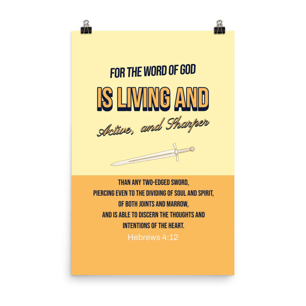 Heb 4:12 - Bible Verse, living and active Enhanced Matte Paper Poster