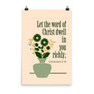 Col 3:16 - Bible Verse, word of Christ Enhanced Matte Paper Poster