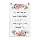 Jeremiah 29:13 - Bible Verse, seek me Enhanced Matte Paper Poster