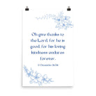 1 Chronicles 16:34 Bible Verse, to the Lord Enhanced Matte Paper Poster