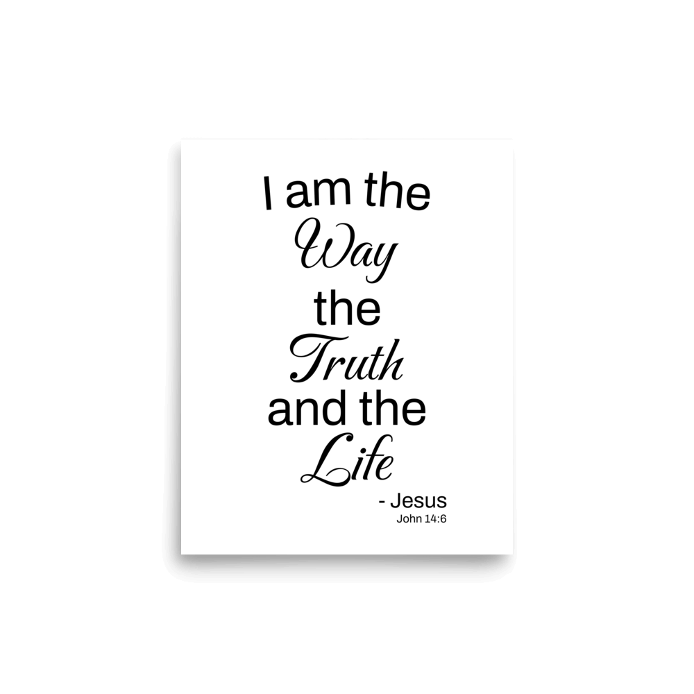 John 14:6 Bible Verse, Black Text Matte Paper Poster