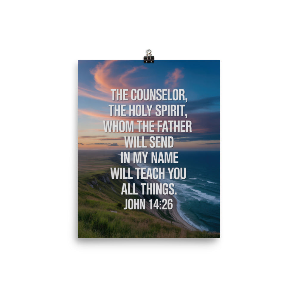 John 14:26 Bible Verse will teach Enhanced Matte Paper Poster 8″×10″