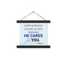 1 Pet 5:7 - Bible Verse, casting all your worries on Him Enhanced Matte Paper Poster With Hanger