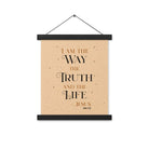 John 14:6 Bible Verse, Color Text Brown Background Hanger Poster