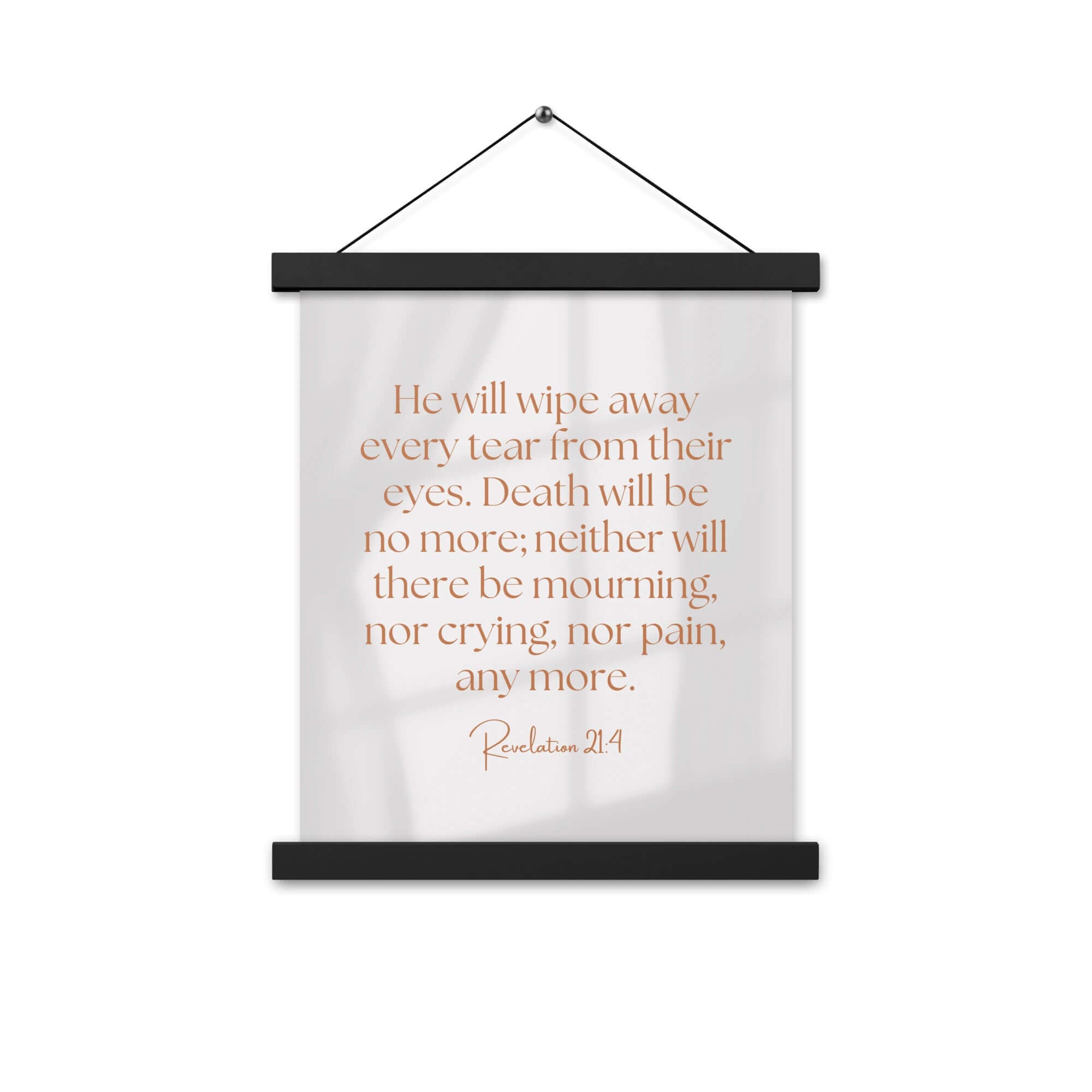 Revelation 21:4 Bible Verse, He will wipe Enhanced Matte Paper Poster With Hanger