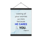 1 Pet 5:7 - Bible Verse, casting all your worries on Him Enhanced Matte Paper Poster With Hanger